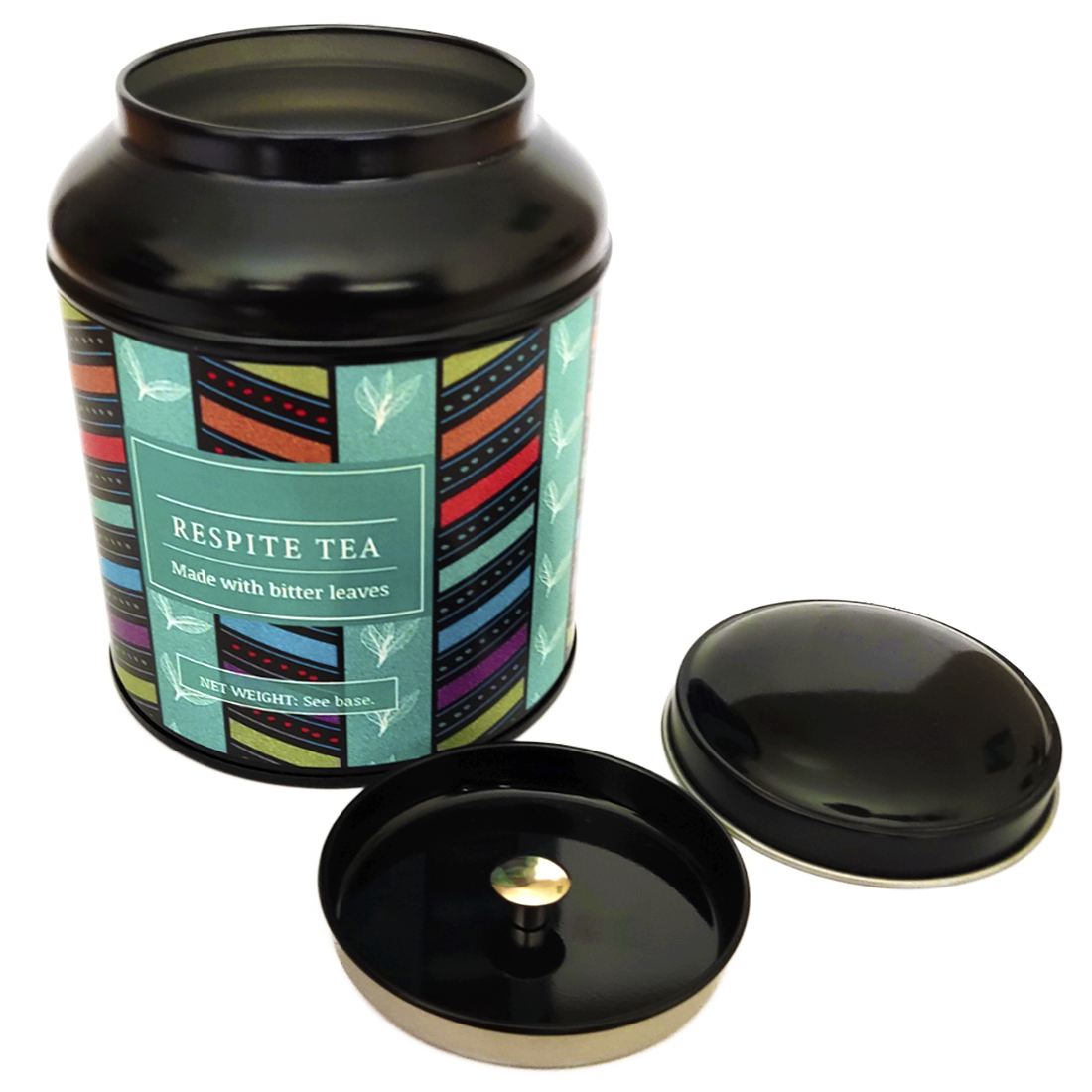 A radiant tea caddy with a bold, eye-catching design, elegant with the lid off, and perfect for gifting or storing your favourite blend.